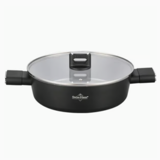 Swiss Haus Brat- und Schmorpfanne mit Deckel „Spiez Castle Collection“ 26 × 8 cm – Schwarz SH-SCLC26B