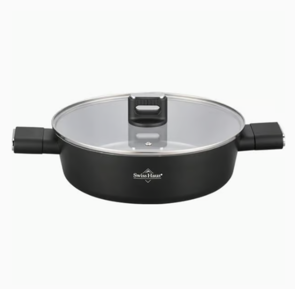 Swiss Haus Brat- und Schmorpfanne mit Deckel „Spiez Castle Collection“ 26 × 8 cm – Schwarz SH-SCLC26B