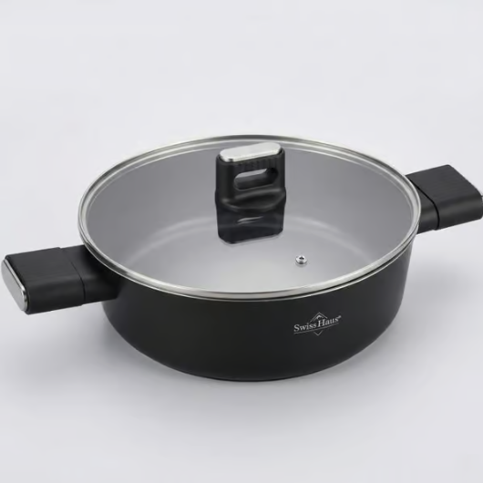Swiss Haus Brat- und Schmorpfanne mit Deckel „Spiez Castle Collection“ 26 × 8 cm – Schwarz SH-SCLC26B