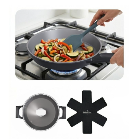 Swiss Haus Kochgeschirr-Set „Lake Geneva Collection“ 9-teilig – Schwarz SH-LG3009B