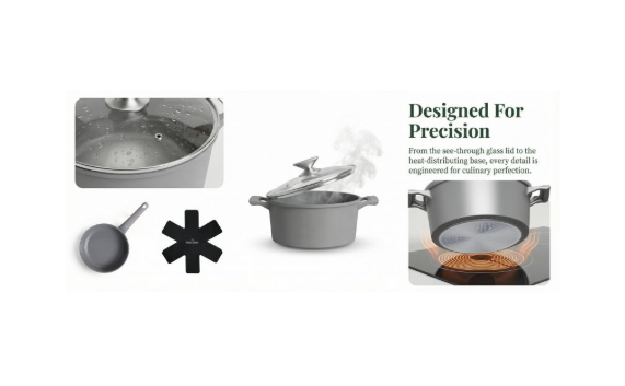 Swiss Haus Kochgeschirr-Set „Lake Geneva Collection“ 9-teilig – Grau SH-LG3009S